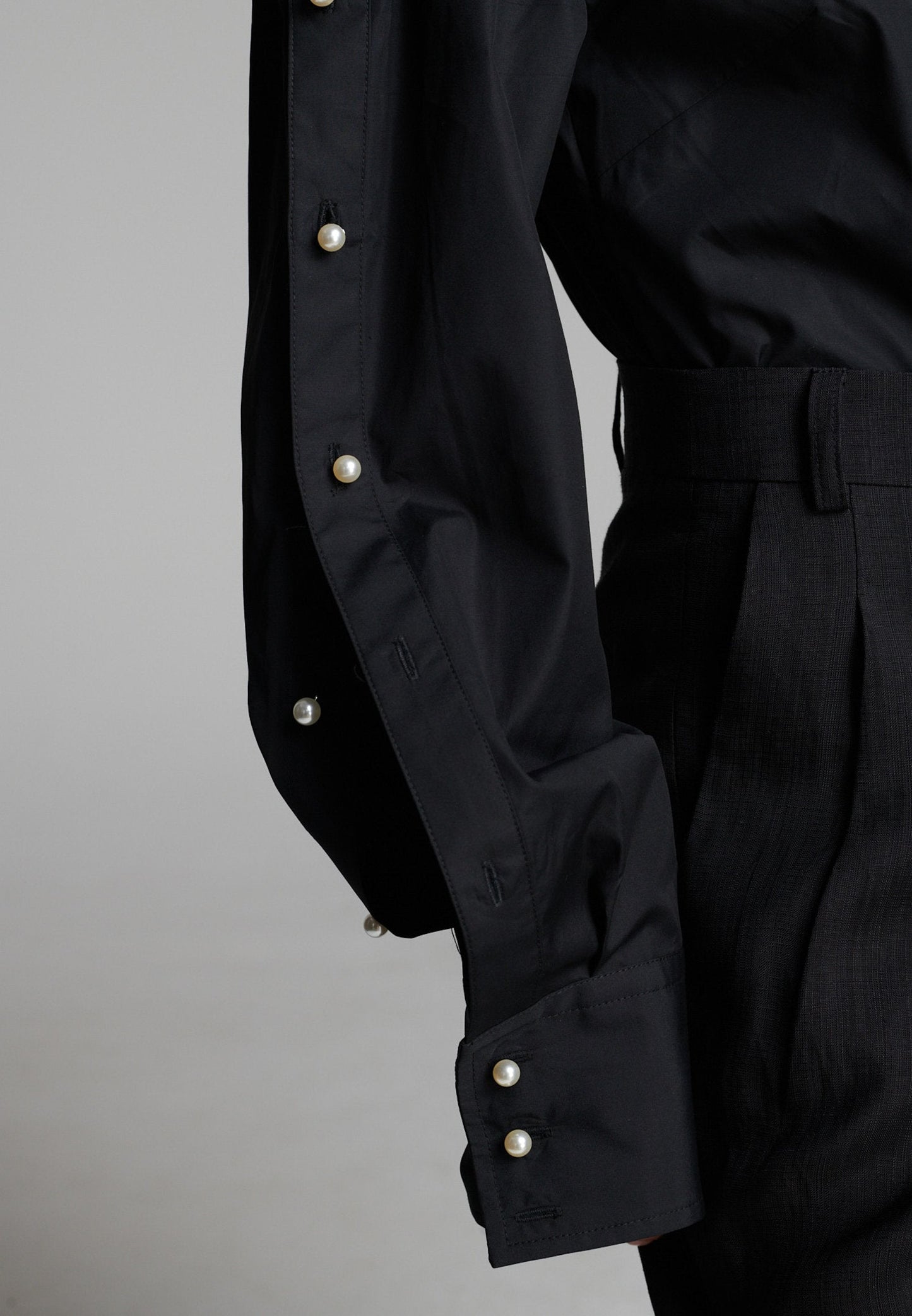 Snap Spagetti Strap Shirt Black
