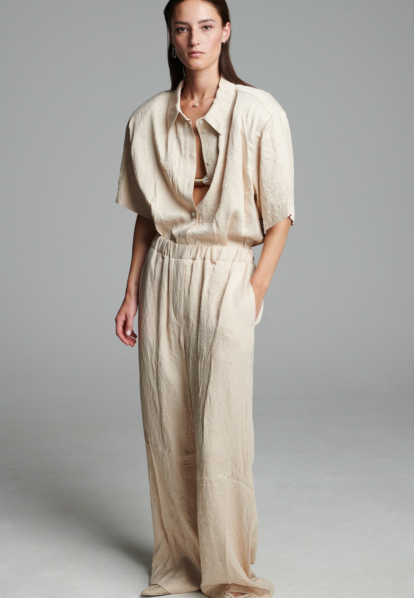 Cross Crushed Pants Butter