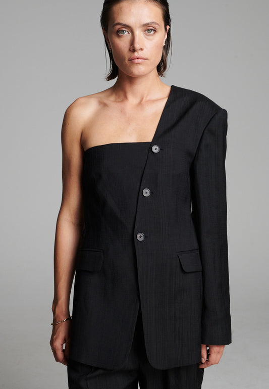 Score-1 Sleeve Blazer Black