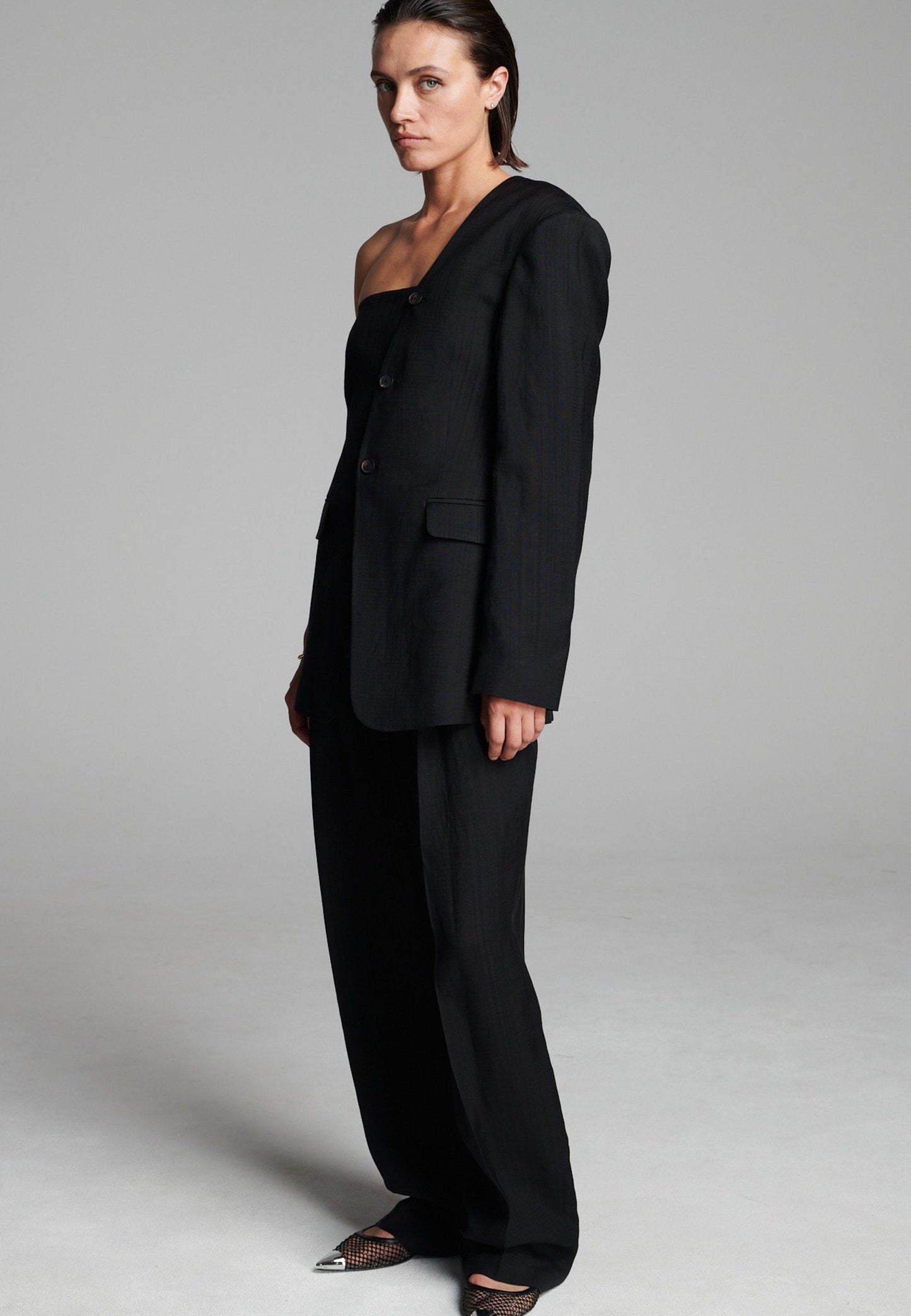 Score-1 Sleeve Blazer Black