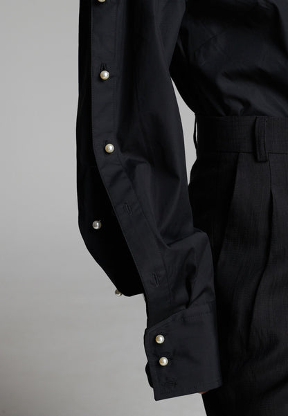 Snap Spagetti Strap Shirt Black