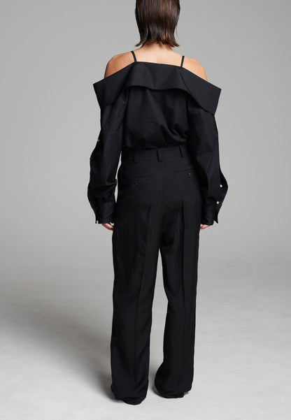 Snap Spagetti Strap Shirt Black