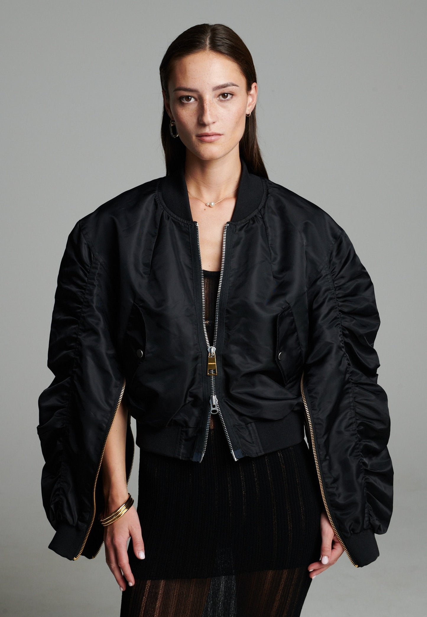 Zip Bomber Jacket Black