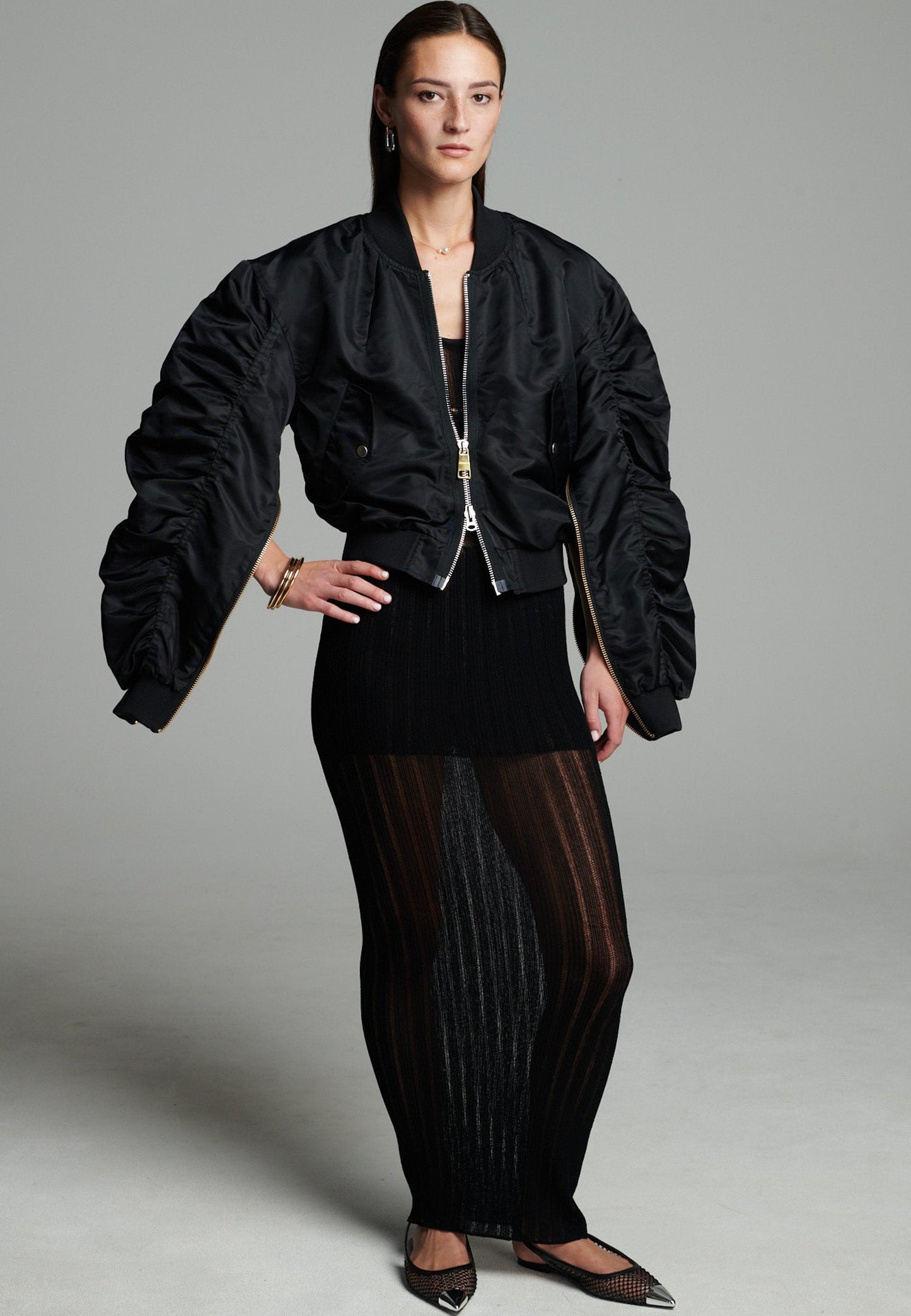 Zip Bomber Jacket Black